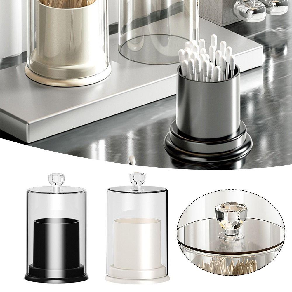 

Dustproof Toothpick Box with Lid Earrings Storage Box Fashion Cotton Swab Box білий
