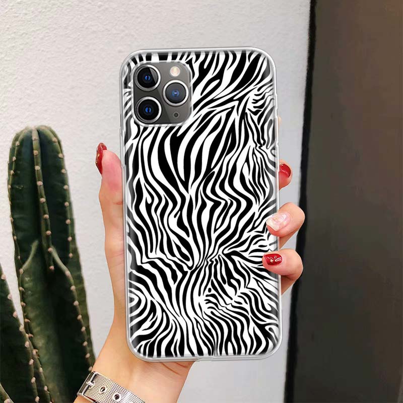 Zebra Stripe Print Phone Case For Apple iPhone 17 Air 16 15 Plus 14 + 13 Mini 12 11 Pro Max 7 8 SE 16Max Soft Shell Cover Coque
