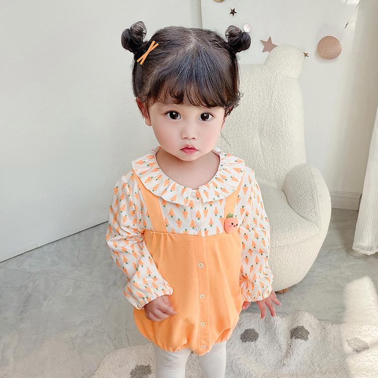 

Дитячий ромпер для дівчинки на весну та осінь 2025 - Двокомпонентний стиль, бавовняний комбінезон для новонароджених (2315) 66 помаранчевий