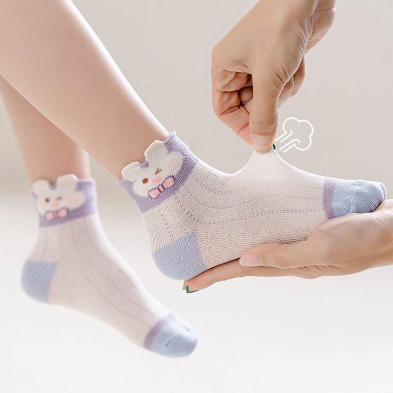 5 Pares Meias de Cristal de Verão para Crianças Menina Meias Finas de Malha Respirável Cano Médio Meias Macias Confortáveis Calçado de Bebê Meias Fofas para Crianças