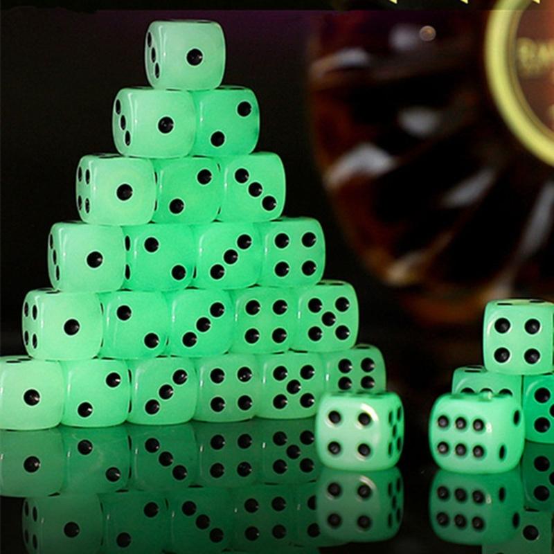 10Pcs Luminous-Dices Set Glow in The Dark Dices Set 14/16mm 6 Sided Dices Cubes