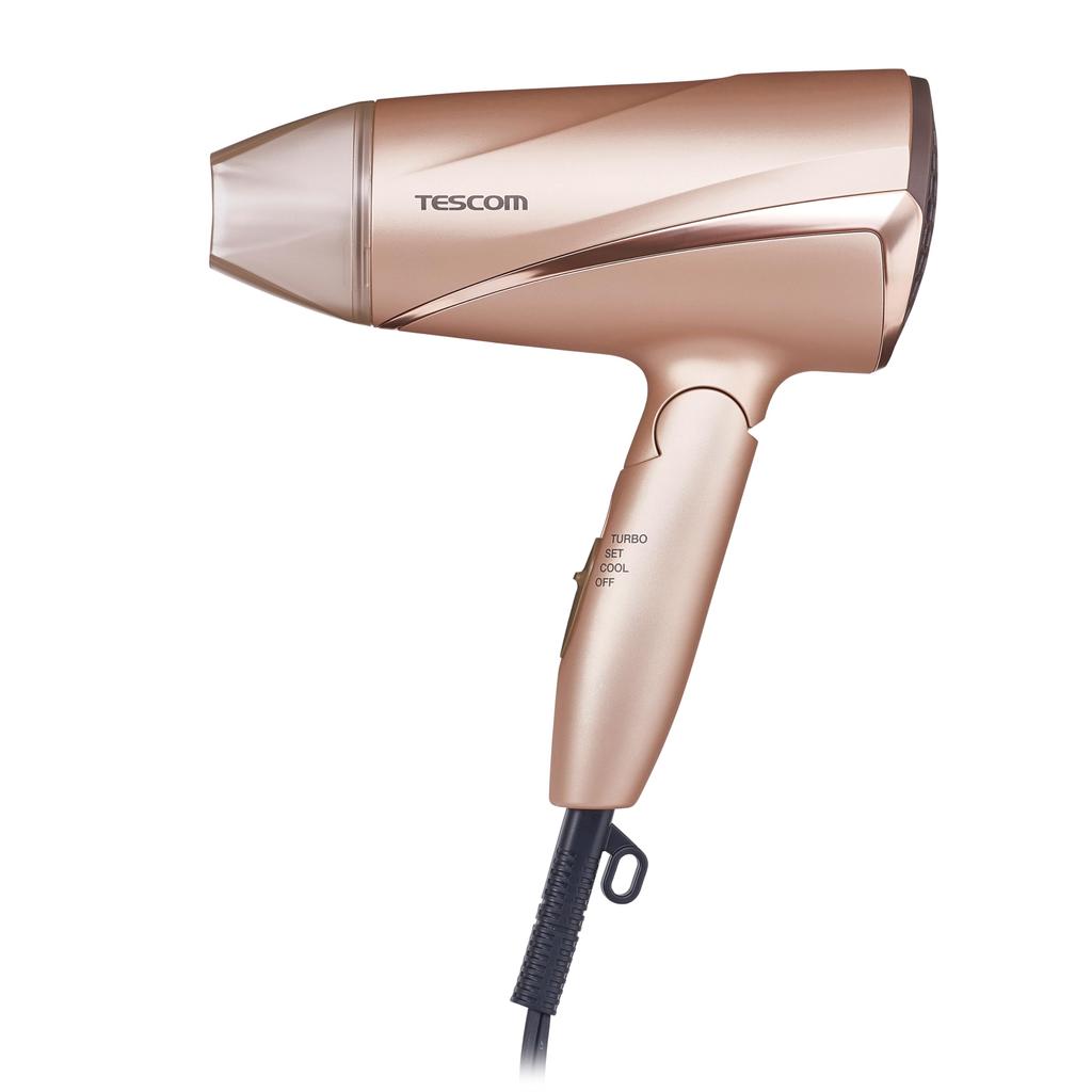 Tescom Hair Dryer, Negative Ion, Foldable, High Airflow, Lightweight, Gold, TD330B-N