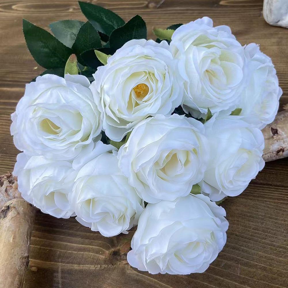 9 echte, fröhliche Mini-Fotografie-Geschenk-Seidenrosen in 10 Farben, gepresste Mini-Hochzeitstischblumen