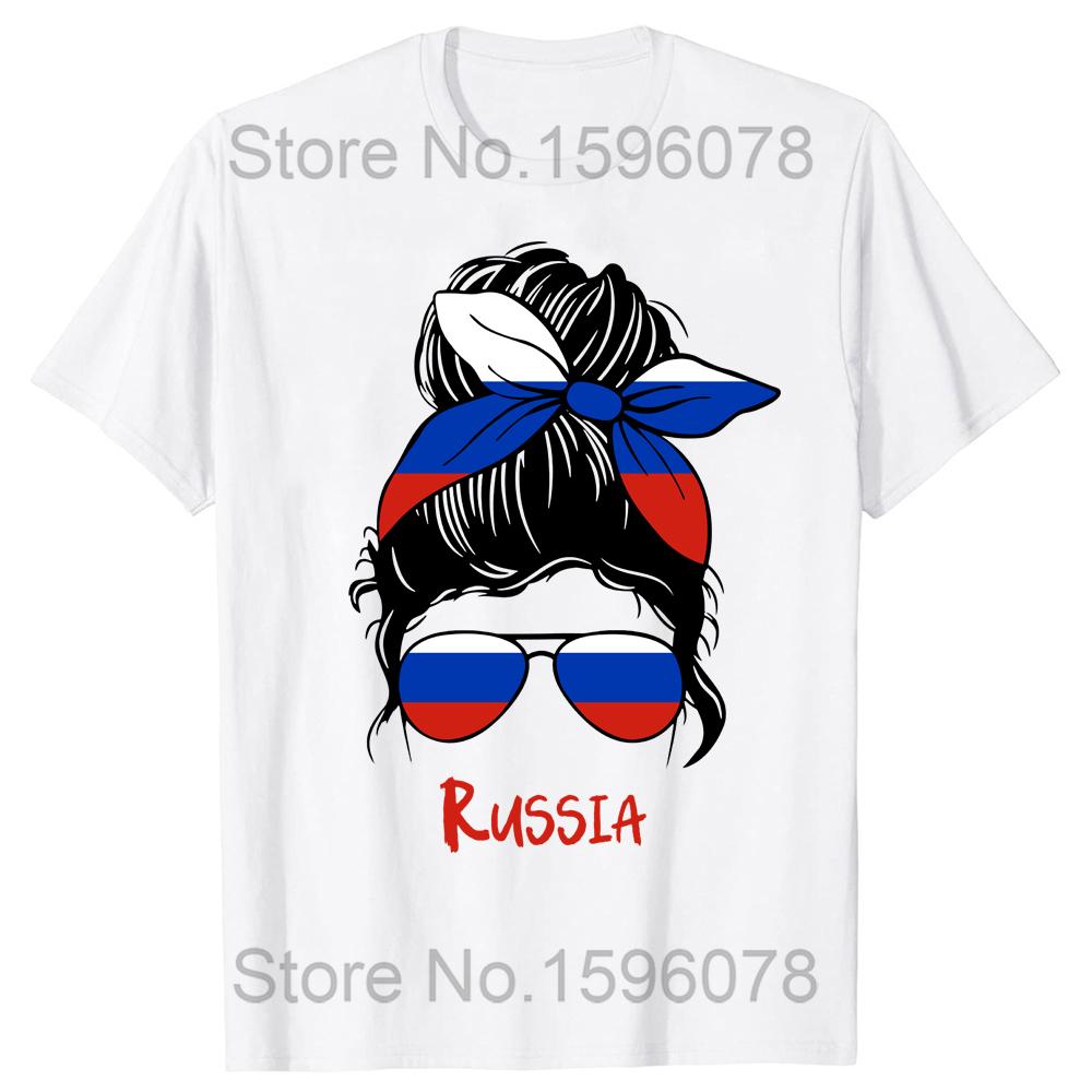 Funny Russia Russian Girl Woman Flag T Shirts Summer Style Graphic Cotton Streetwear Short Sleeve Birthday Gifts T-shirt
