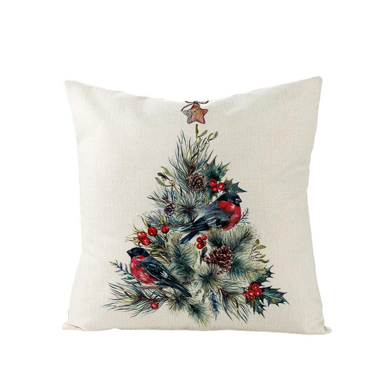 New Christmas Throw Pillow Cover Home Sofa Living Room Linen Bedside Cushion Cushion Cover Print
