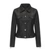 Women Leather Jacket Slim Fit Pu Zipper Outerwear Long Sleeve Lapel Collar for Fall Winter