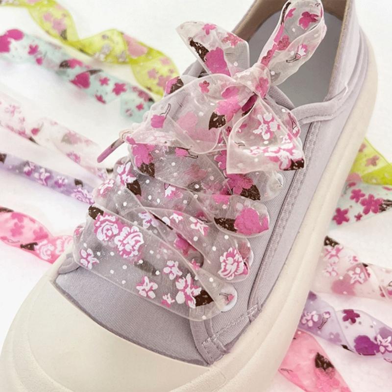 Organza Printed Transparent Shoe Laces For Sneakers Casual Shoes Universal Fit Breathable Lightweight Design