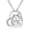Unicorn Seven-Color Heart Rhinestone Pendant Necklace