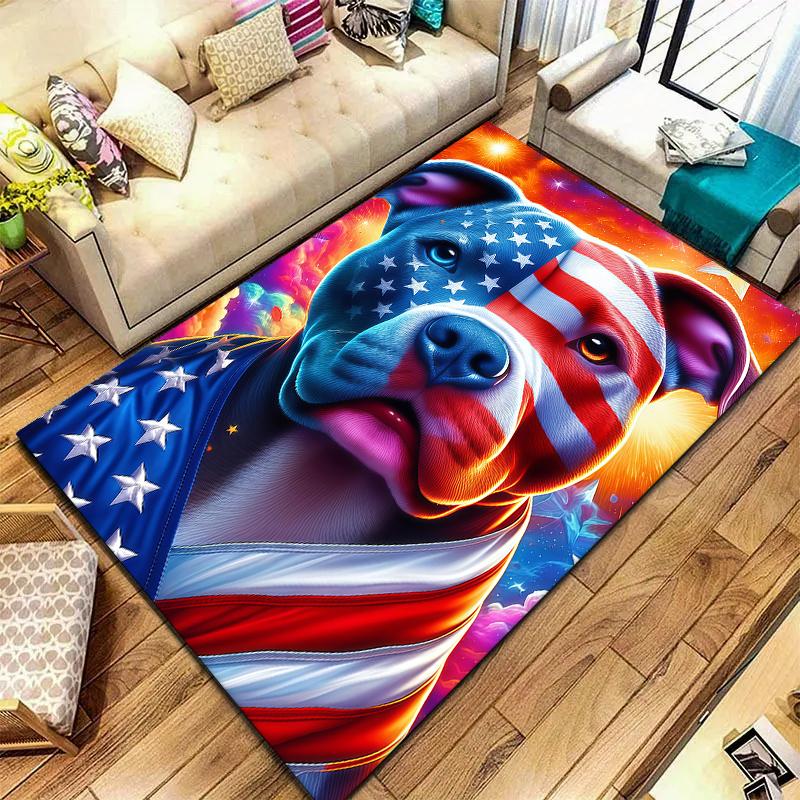 American Animal Pattern Square Carpet,Area Rug,Carpet Rug for Living Room Bedroom Sofa Playroom Decor,Non-slip Floor Mat,Holiday Birthday Gifts