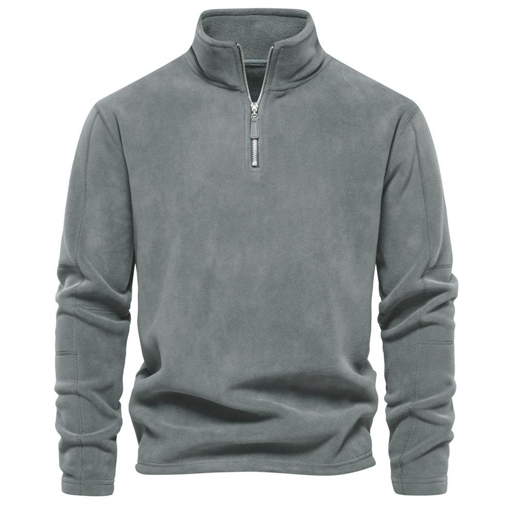

Men s Stand Collar Half-Zip Fleece Pullover Sweatshirt - Light Blue, Beige, Dark Gray, Black XXL сірий колір