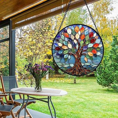 Window Hanging Ornament Suncatcher Puzzle Stained Glass Effect Decorative Light Shadow Art Piece for Balcony Window Decor Gift