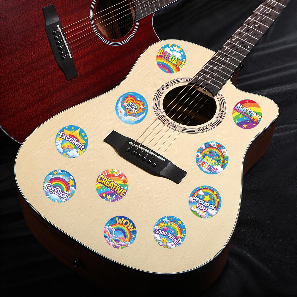500 Rainbow English Reward Stickers Roll - DIY Journaling, Kids' Stationery, Decorative Sealing Stickers