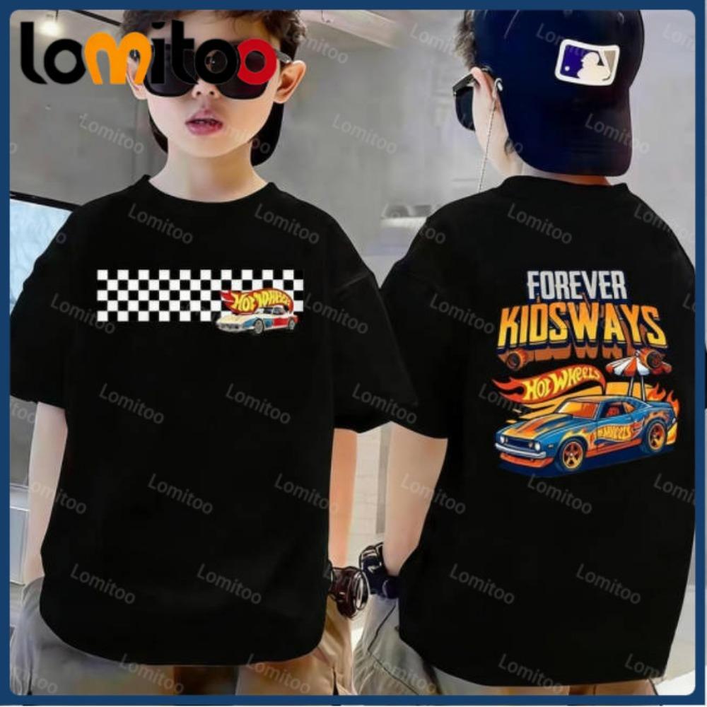 Fashionable and Casual Cute Cartoon Car Short Sleeved T-shirt for Boys and Girls
