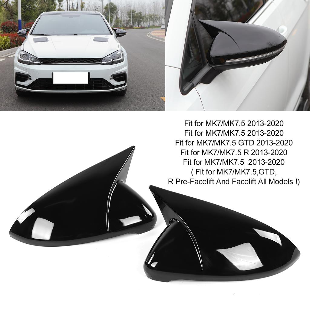 Pair of Rear Side Mirror Cover Caps Housing Addon Fit for MK7 MK7.5 R 20132020(Gloss Black )