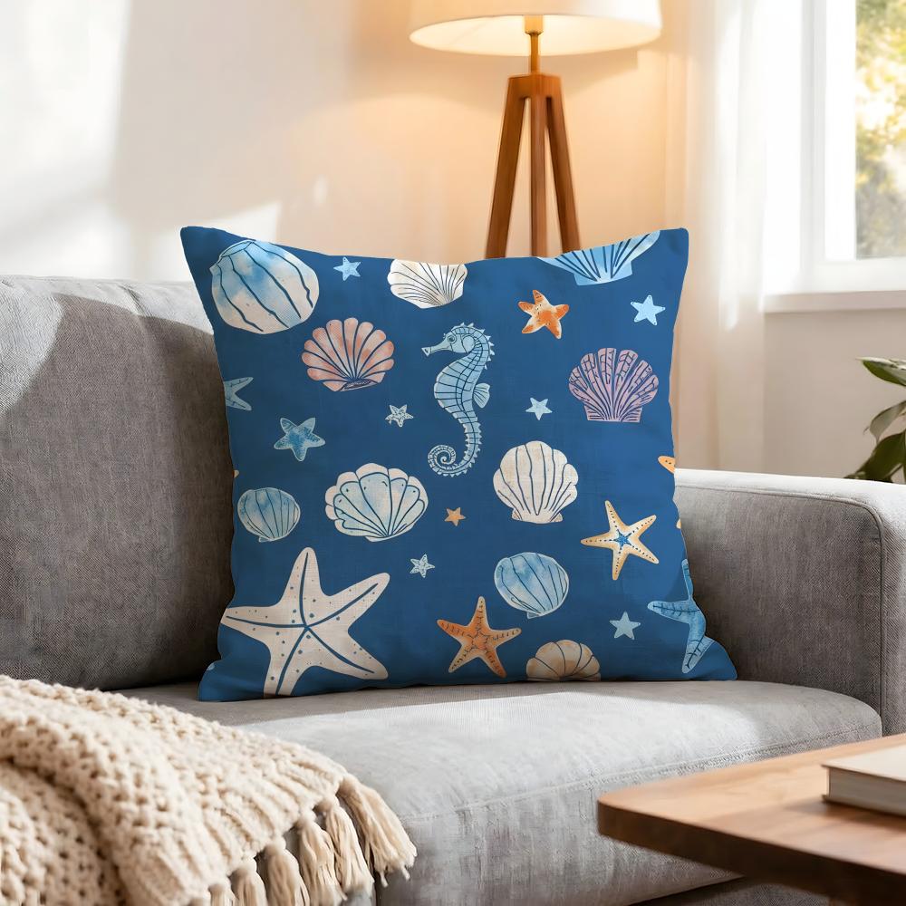Light Blue Ocean Ripple Cushion Cover 1Pcs Decorative Covers Soft Cushion Case For Sofa Couch Decor 40X40 45X45 Pillowcases