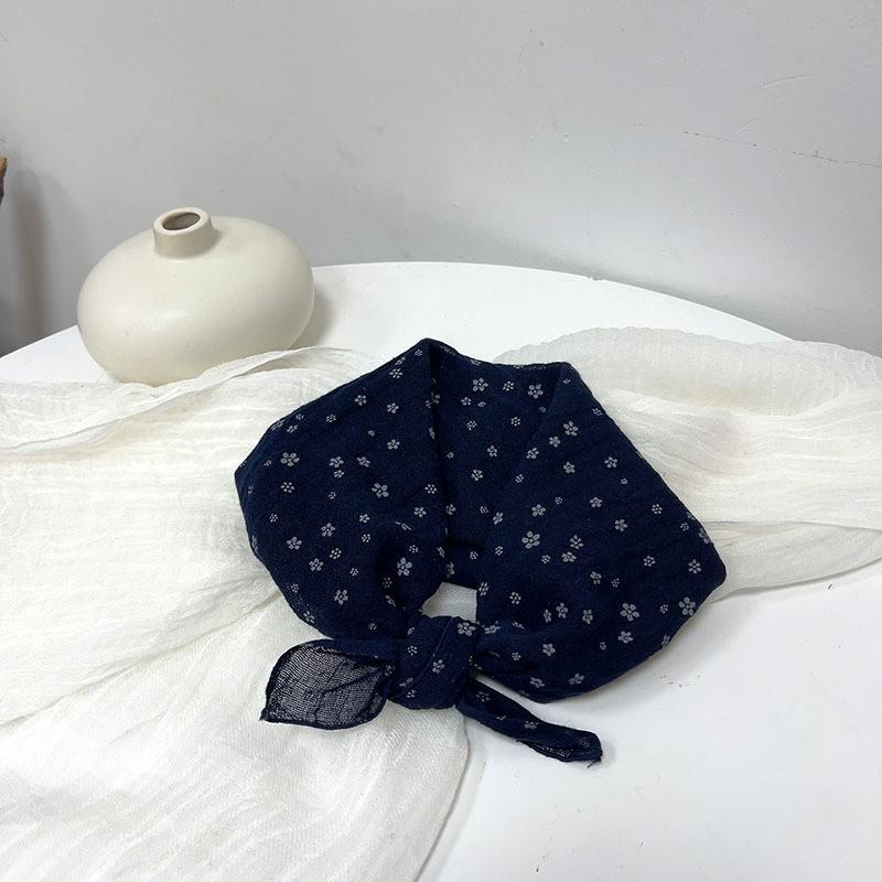 Literary And Elegant Yarn-Dyed Linen Plaid 70Cm Small Square Scarf, Neck Protection Japanese Simple And Versatile Small Scarf