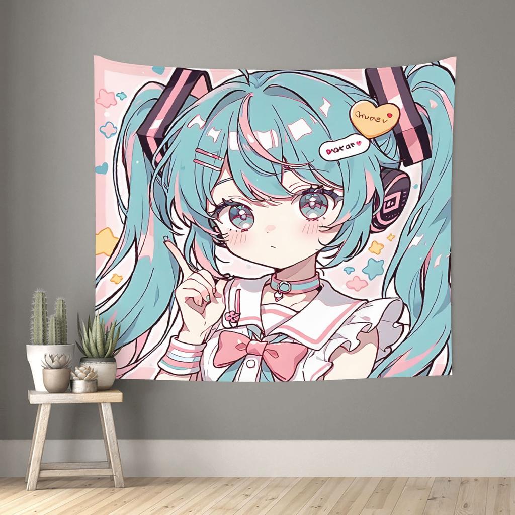 Cutecore Hatsune Miku Tapestry Room decoration Home Decoration Tapestry Decor Accessories Cute Room Decor