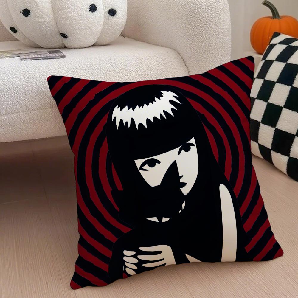 Mysterious Cool Comic EEmily The Strange Cushion Cover Throw Pillow Cover Hidden Button Durable Polyester Chair Cushion