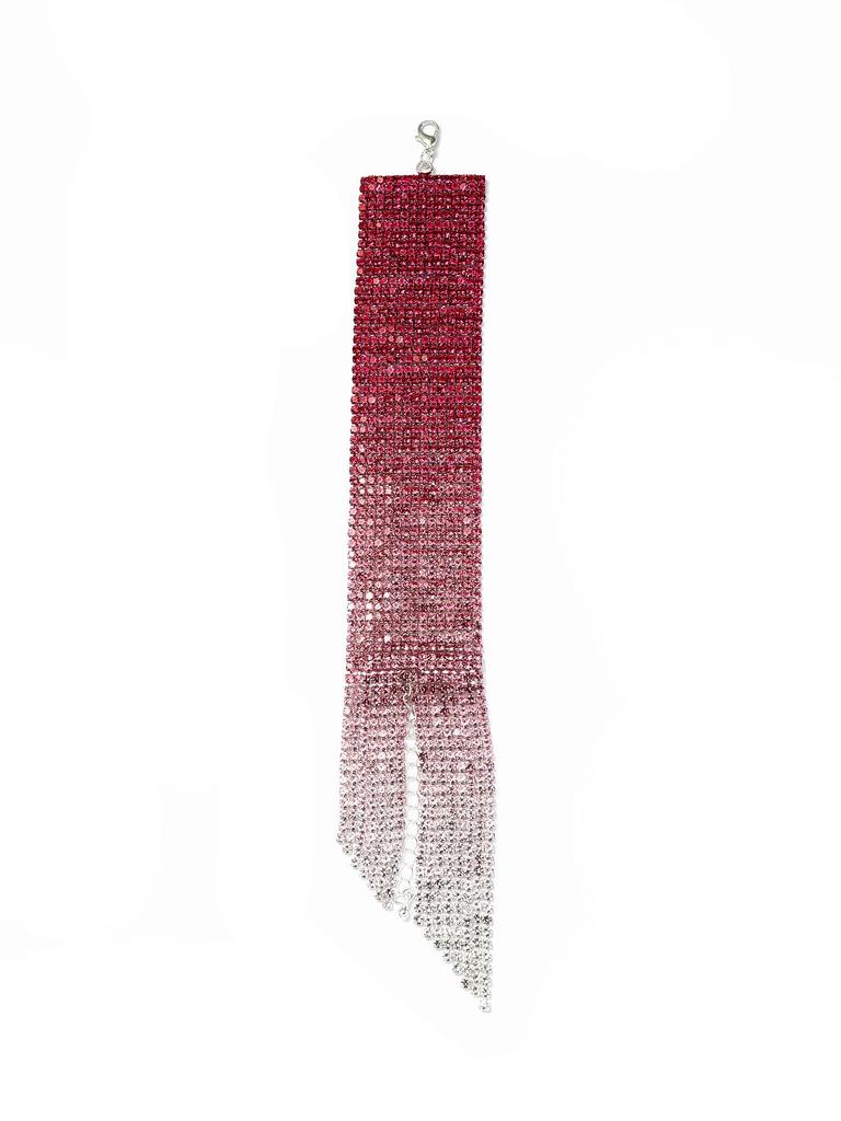 DINGKA Sparkly Wide Band Rhinestone Tassel Bracelet: Versatile Diamond Bangle for Women, Fashion Hand Jewelry.