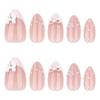 Cat-Eye White Bowknot Fake Nails 24 Pieces Elegant Design Comfortable ABS Material For Wedding Party Daily Use