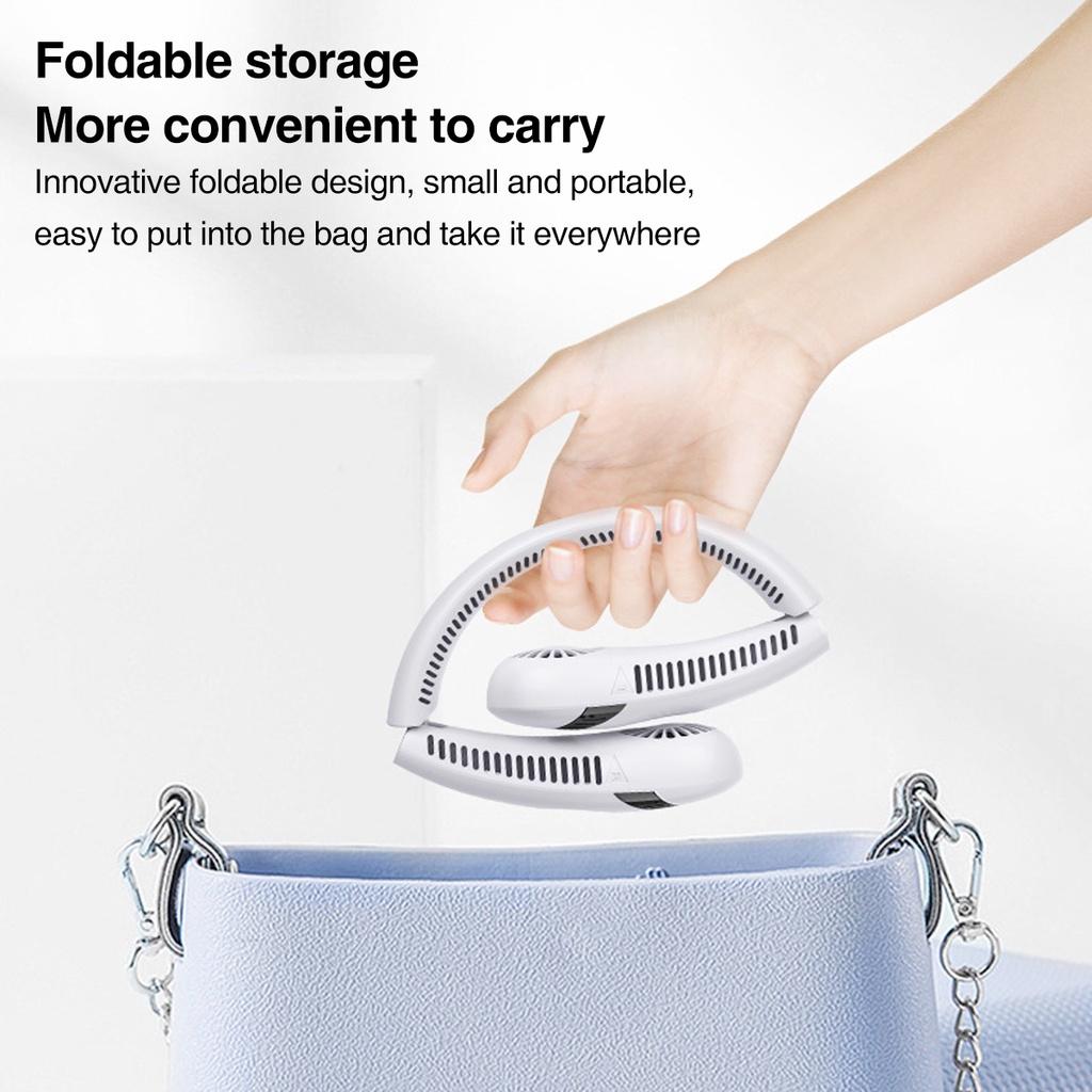 5000mAh Portable Folding Bladeless Hanging Neck Fan Outdoor Sports Ventilador Wireless Fan USB Rechargeable Mini Cooling Fan