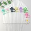 1pcs Straw Cover Cap for Stanley Cup Begonia Flower Dust-Proof Straw Toppers 10mm Reusable Silicone Straw Tips Lids Party Decor