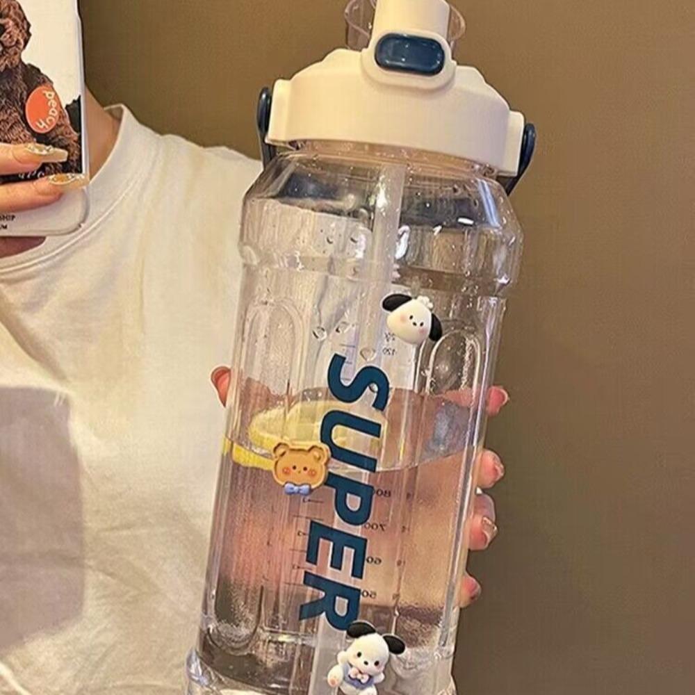 Graduated Water Cup with Straw With Straw Fitness Drinking Bottle Sports Kettle with Straw  Hiking