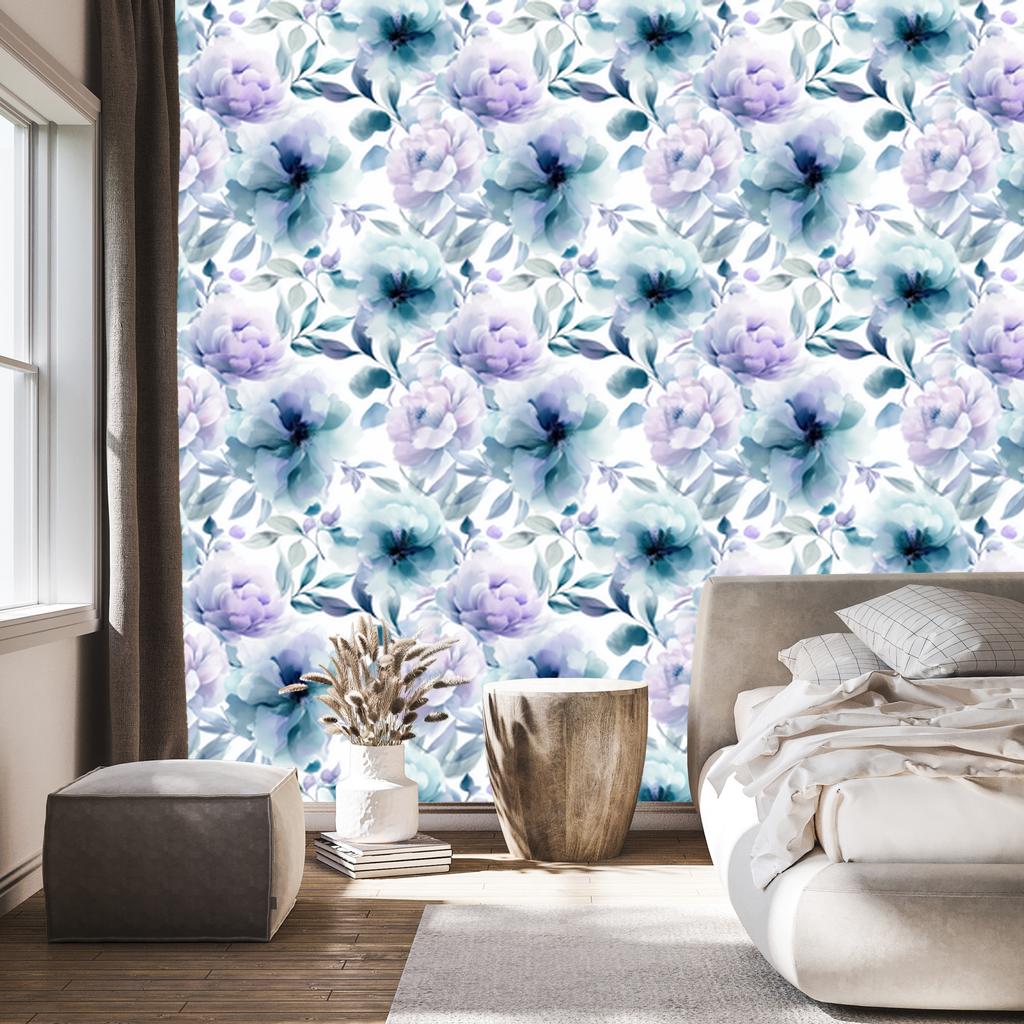 Wallpaper Background White, Blue and Azure for Living Room and Bedroom 50x1000