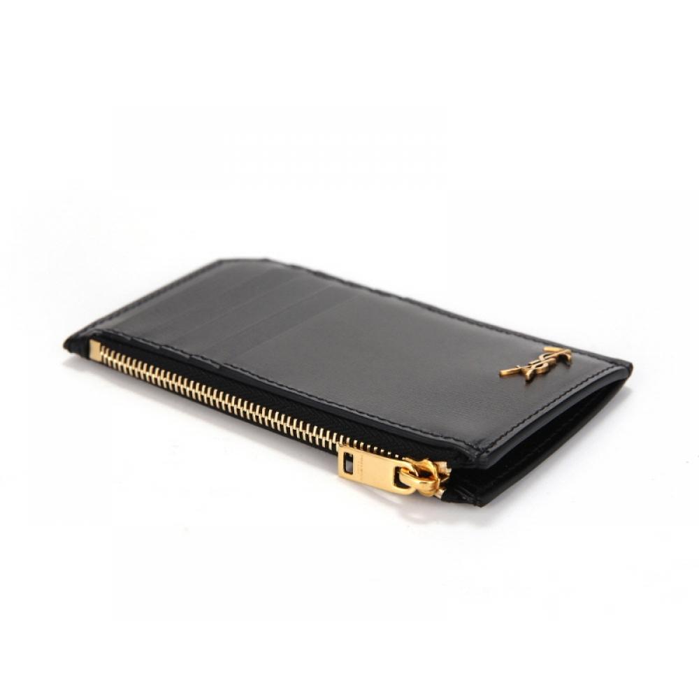 Saint Laurent Tiny Monogram Gold Zip Card Wallet 629899 02g0w