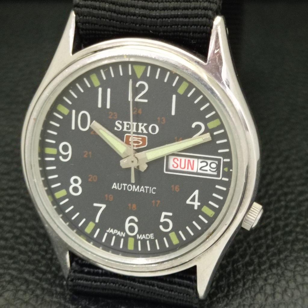 Seiko 5 AUTOMATIC 7S26A JAPAN MENS VINTAGE BLACK COLOR DIAL WATCH A701650-5 R206c-a701650