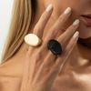 KunJoe Simple Black and Beige Chunky Resin Acrylic Rings for Women Retro Geometric Irregular Knuckle Ring Jewelry Accessories