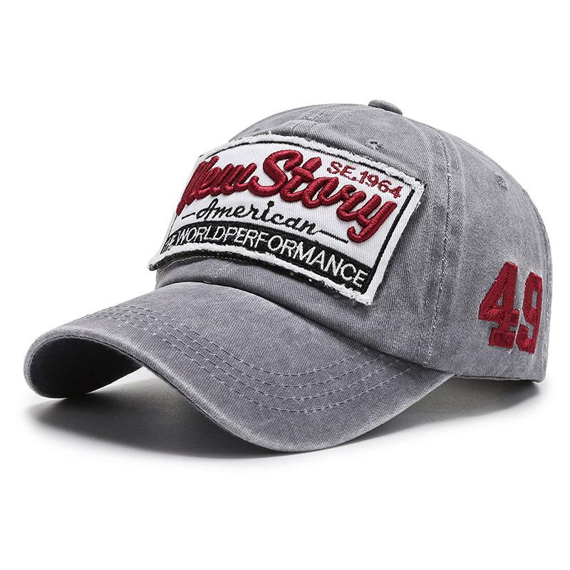 Hat Men's Washed Cloth Baseball Cap Patch Embroidery Cap Sun Hat Spring and Autumn Casual Hat
