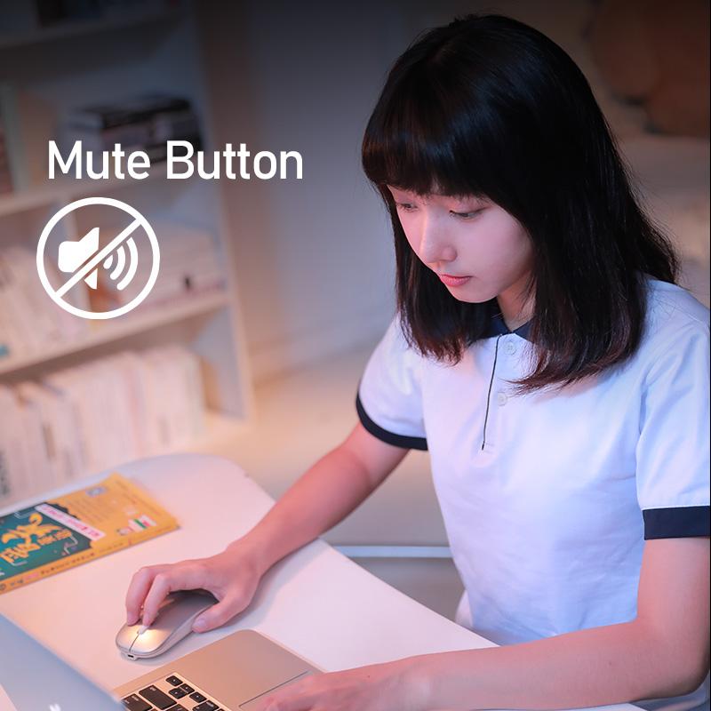 INPHIC M1P Wireless Mouse Rechargeable 1600Dpi Ultra Slim Mute Mouse 2.4G + Dual Mode Bluetooth Mouse for iPad Tablets Laptop LED Power Display