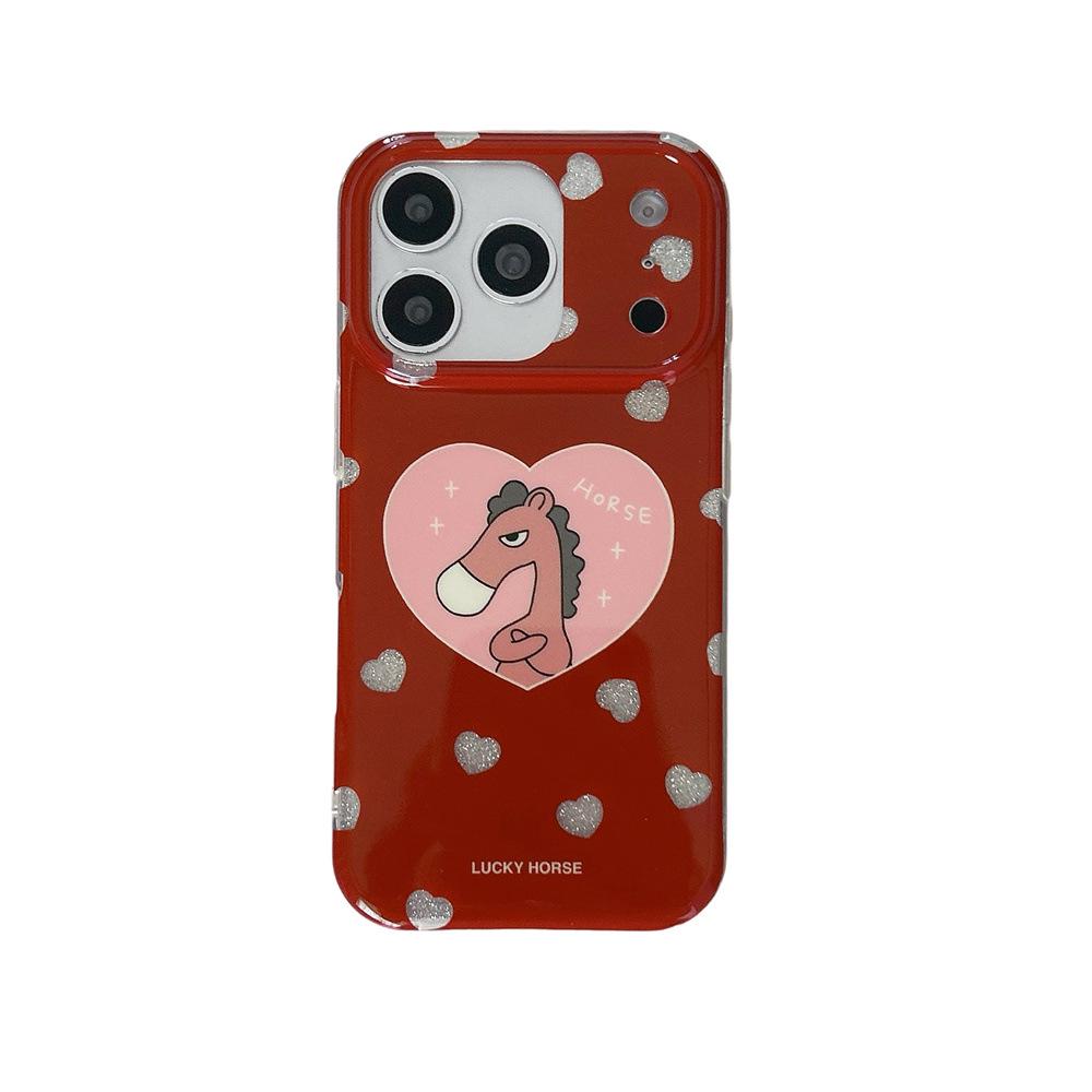 Glitter Double-Layer Little Pony iPhone 15/14/13 Compatible Phone Case, Anti-Fall PROMAX iPhone 17