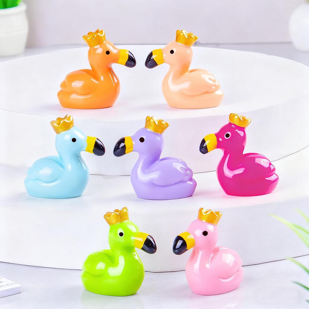 10/20Pcsresin Crown Flamingo Ornaments Collection For Fairy Garden Micro Landscape Wedding Centerpiece Diy Craft Display