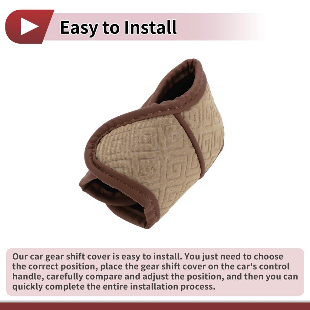 Partuto Universal Gear Shift Knob Cover for and RVs Hook and Loop Stick Shift Handle Protector PU Space Cotton Yellow Brown Cars, SUVs, Trucks, -