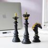 Small International Chess Resin Ornament - Desktop Decor with King, Queen & Horse Pieces