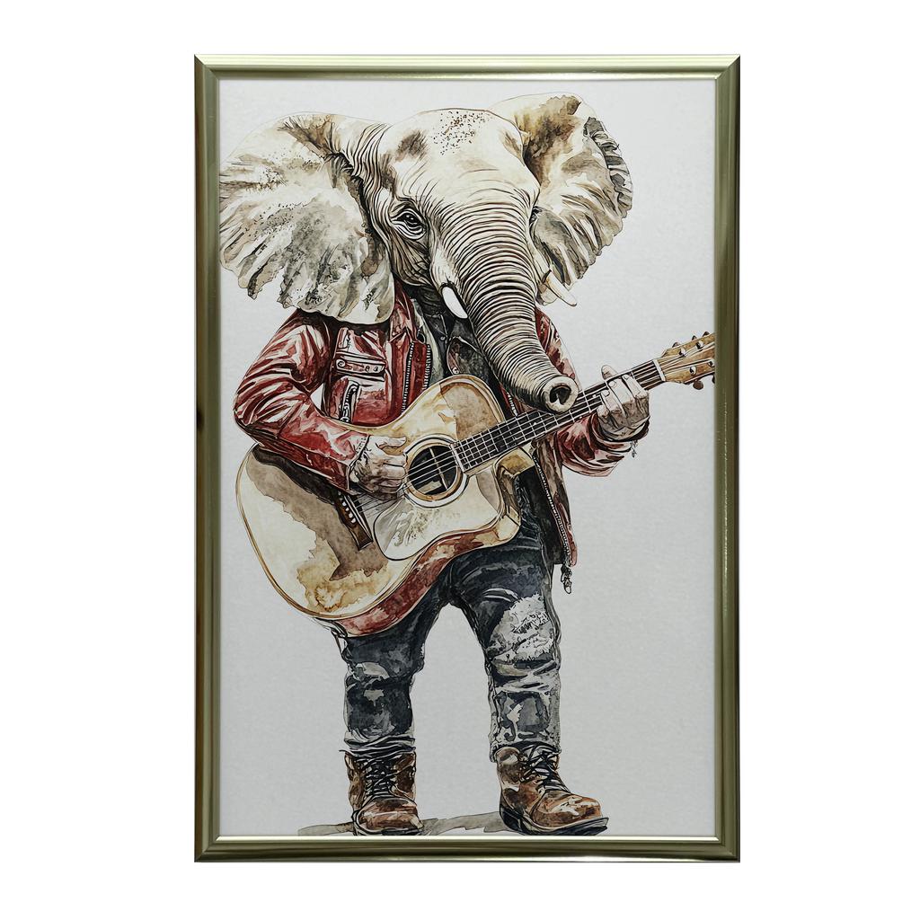 Plakat Słoniowa Melodia Plakat Słoniowa Melodia, 70X100 Cm, Rama Drewniana Ciemny Brąz, Papier Matowy 230 Gsm