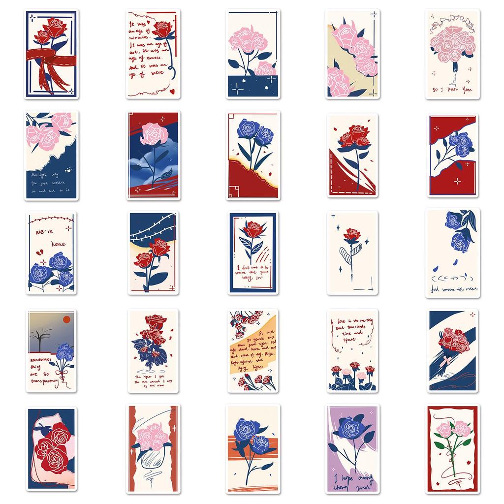 50 Sheets Flower Bookmark & DIY Art Stickers - Waterproof & Creative Designs