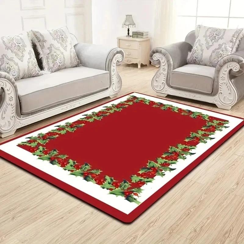 Christmas Big Carpet Santa Claus Snowman for Living Mat Room Decor Sofa Table Large Bedroom Bedside Foot Red Pad Decoration Rug