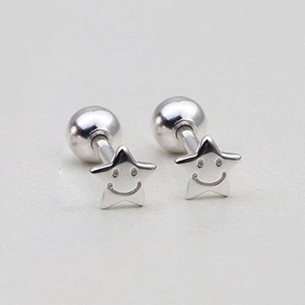 

[Aslit] Piercing Earrings Silver 925 Smile Mini Star Daily