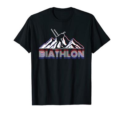 Camiseta Biastlet com motivo de rifle e esqui cross-country