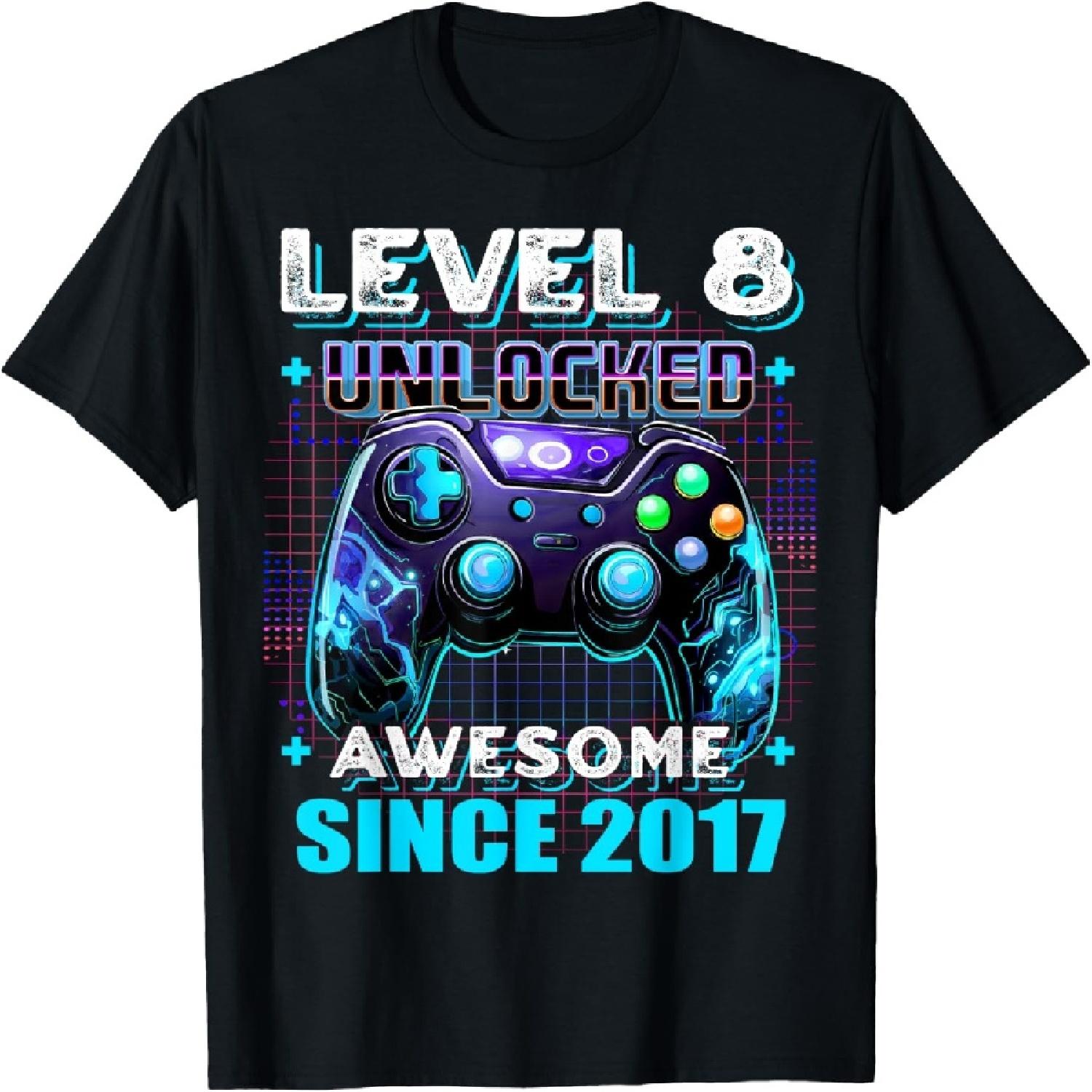 

8th Birthday Boy Level 8 Gamer 8 Year Video Game Party T-Shirt XXXXXL чёрный