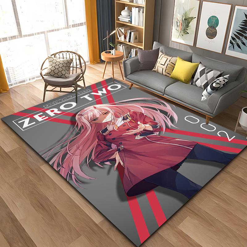 Anime Zero-Two DARLING In The FRANXX Area Rug,Carpet Rug for Living Room Bedroom Sofa Doormat Decoration, Kid Non-slip Floor Mat