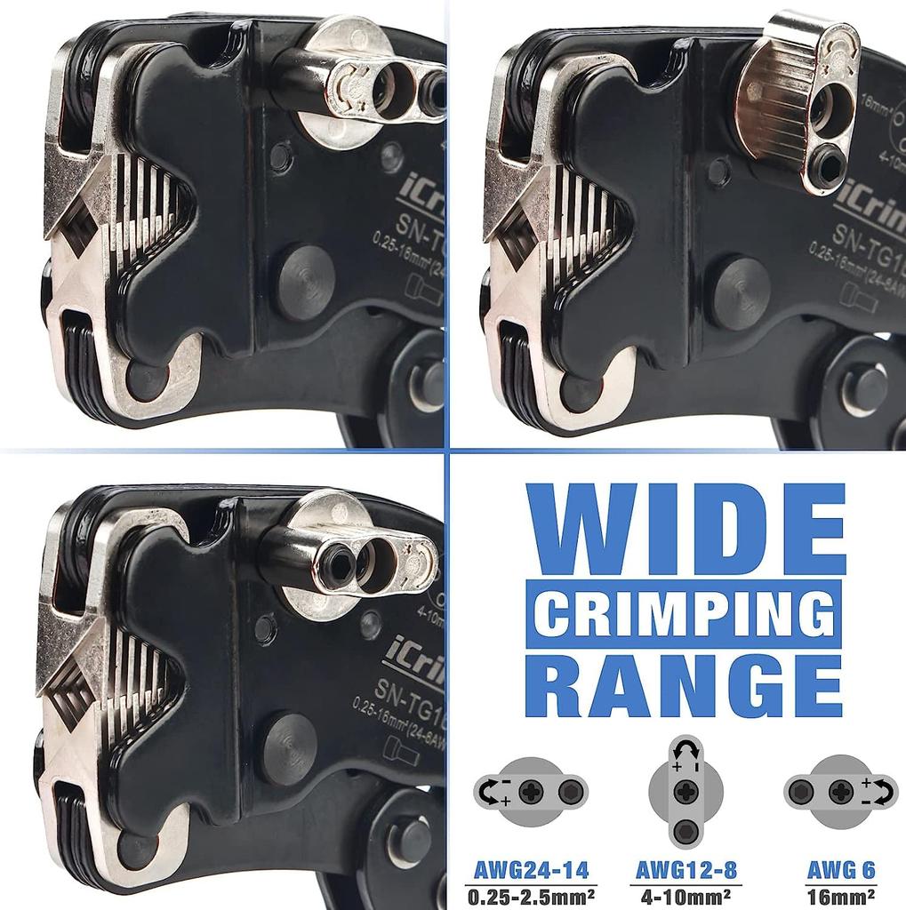 IWISS Ferrule Crimping Pliers for Wire End Sleeves and Rod SN-TG16 Terminals, 0.25-16.0mm²