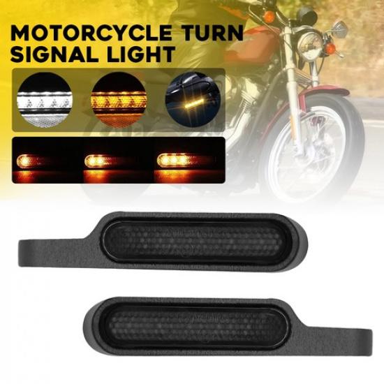 Motorcycle Handlebar Light Sequential LED Turn Signals Flowing Smoked For Harley