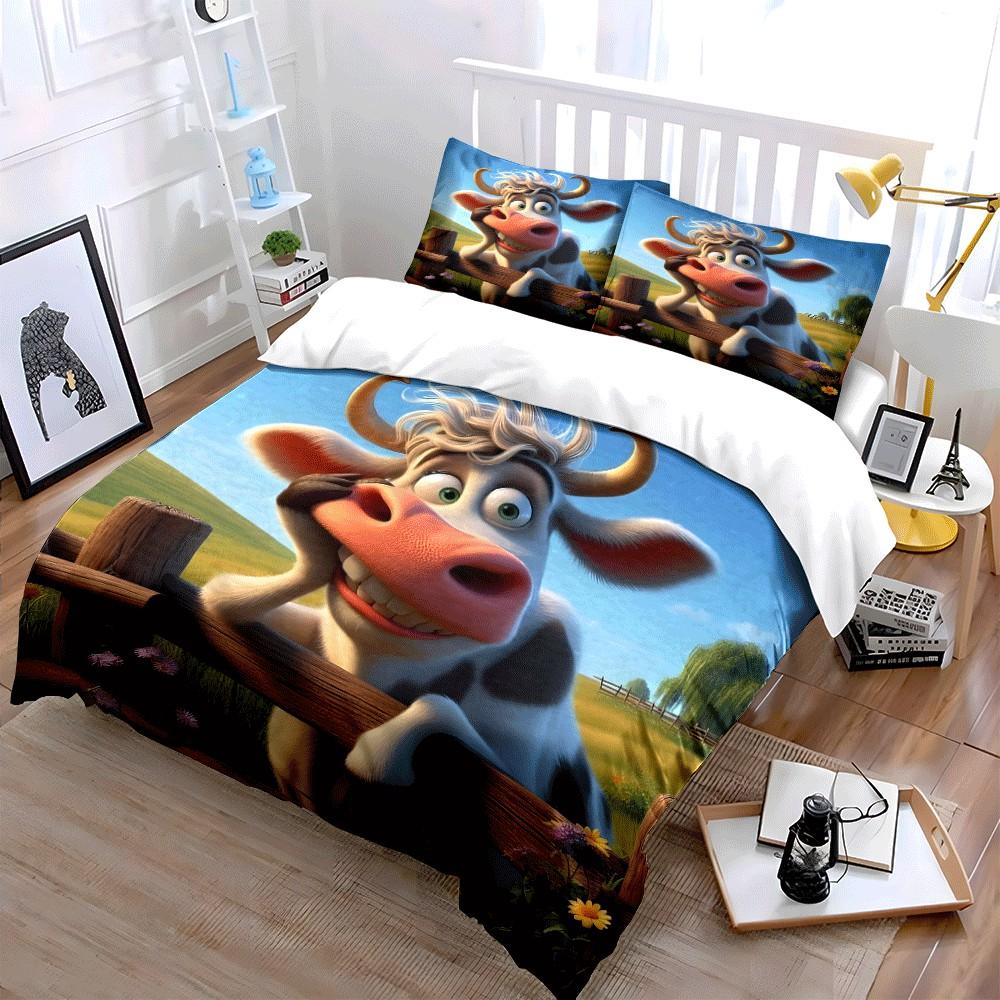 Farm-Themed Illustration Set For Decor Exquisite Three-Piece Bedding Set Gift For Kids And Adults