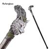 Silver Harts Varghuvud Trärot Gåkäpp Mode Dekorativ Stålstav Gentleman Elegant Cosplay Käpp Knopp Biskopsstav 93cm