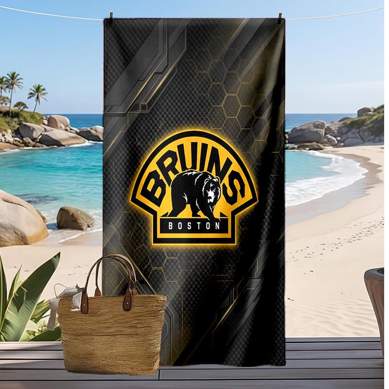Asciugamano da Spiaggia Stampa Boston Bruins Morbido Portatile Asciugatura Rapida?Asciugamano Asciutto Per Piscina Vacanza Estiva Sport all'Aperto