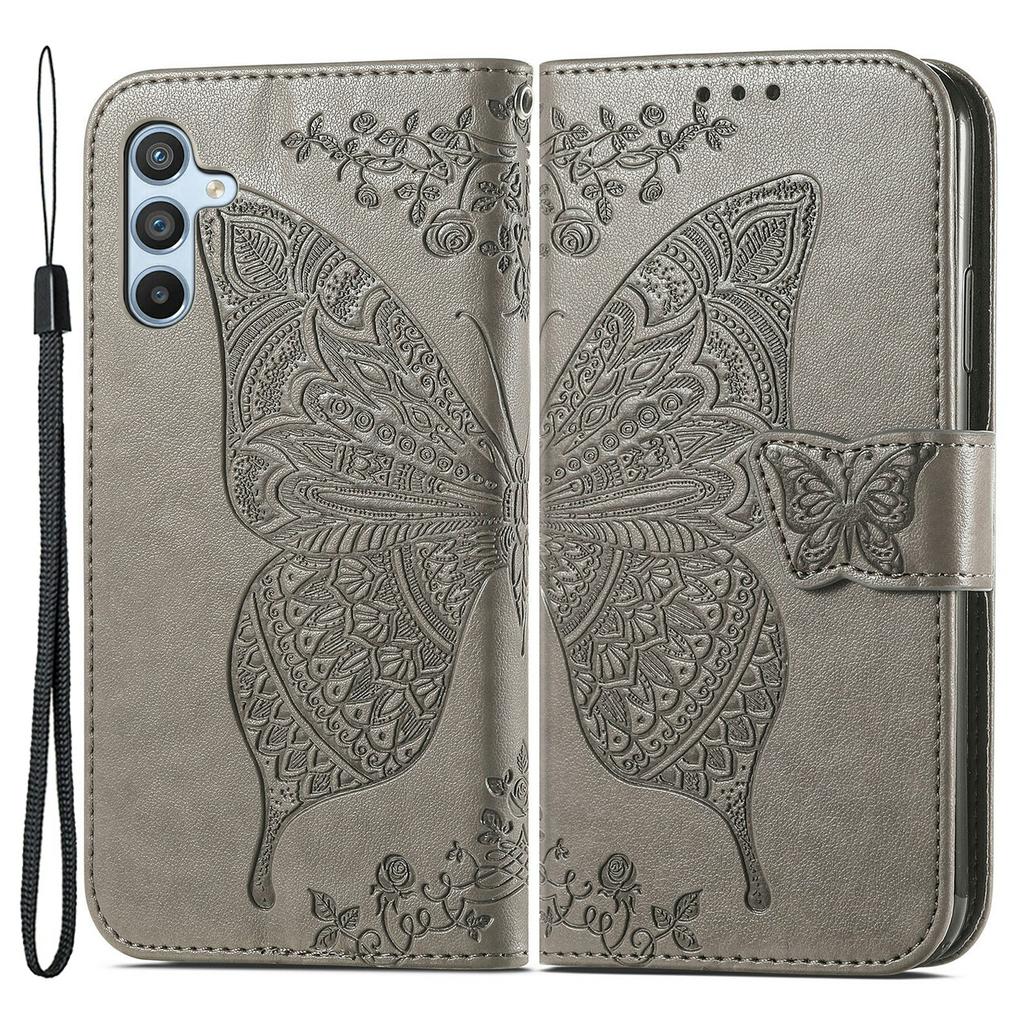 For Samsung Galaxy A54 5G PU Leather Imprinted Butterfly Pattern Phone Case Stand Wallet Folio Flip Cover with Strap